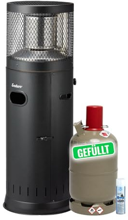 Enders Terassenheizer Polo Black 2.0 Heizstrahler inkl. 5 kg Eigentum Propangasflasche gefüllt und Ulith Lecksuchspray (5 kg)