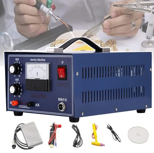 HDaspijh Saldatrice A Punti di Gioielli, Saldatrice A Punti Laser, Controllo A Pedale, Gamma di Saldatura 0,5-1 Mm 0-50A Kit di Strumenti di Saldatura Fai-da-Te per Metalli Preziosi Oro Argento