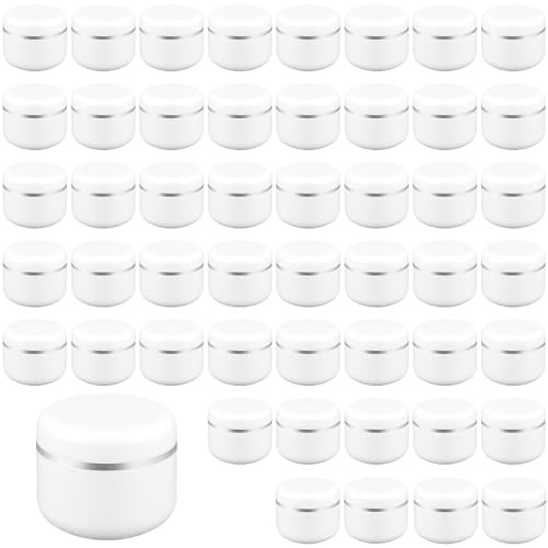 ZEONHEI 50 st 50 g kosmetiska burkar, plastprovkruka med lock, tom resekruka för toalettartiklar, smink, krämer, skönhetsnaglar