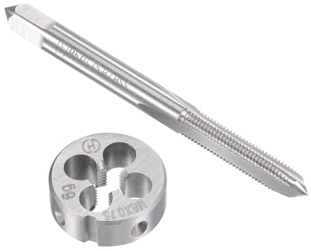 TOP-VIGOR M6 x 0,75 mm metrisches Gewindeschneider-Set, Maschinengewindebohrer mit rundem Gewindeschneider, robustes Gewindebohrer- und Schneideisen-Set für Heimwerker, Reparatur, Schneiden von Außen-