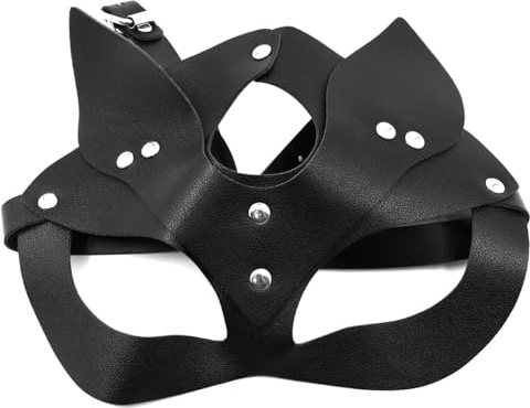 CENPEK Katzenmaske aus Leder für Damen, sexy Halbgesichts-Augenmaske, Cosplay-Kostüm, Requisiten, Halloween-Party, Maskerade, Karneval, Karnevalszubehör