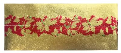 Anniversary House Pack of 1 Traditional Christmas Cake Frill, Gold Foil with Red/Gold Holly Centre Trim, Decorative Ribbon Trim for Cakes, Nostalgic Cake Decoration, Cake Decorations for Xmas