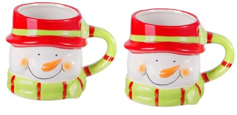 FUNOMOCYA 2er Satz Schneemann Keramik Tassen Kaffeetassen Weihnachten Deko Becher Für Party