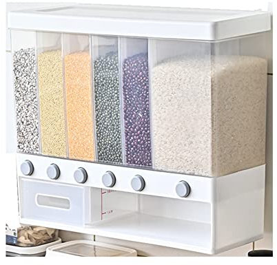 KUANGGE Grain ContainerDry Food,Cereal Container Home Sealed Rice Storage Box Wall Mounted Cereal Grain Container Dry Food Dispenser Grain Storage Jar Kitchen Storage Organizer Dispenser