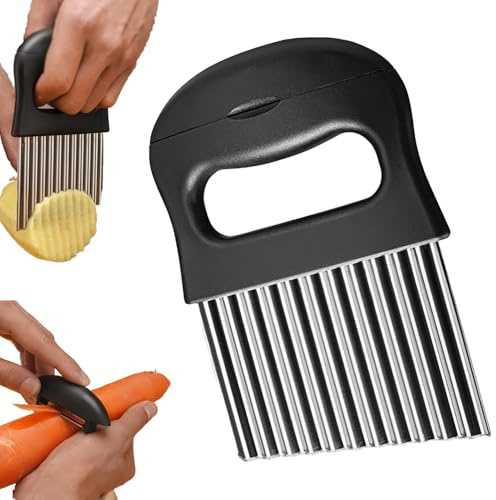 Taglierina ondulata, taglierina ondulata per verdure - tritatutto ondulato da cucina multifunzionale,Taglierina per patate ondulate da cucina, strumento di taglio sbucciatura accartocciato