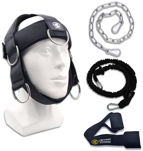 J Bryant Imbracatura regolabile per il collo per sollevamento pesi con fasce di resistenza, ancoraggio per porta e catena per allenamento multifunzionale della forza del collo