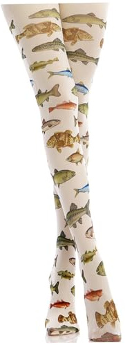 Frauen gemusterte Strumpfhosen, farbenfrohe tropische Fisch mit 120D -Spaß -Strumpfhosen, weiche und komfortable Strumpfhosen mit Designs, kostenlose Größe Funky Strumpfhosen für Mädchenzubehör
