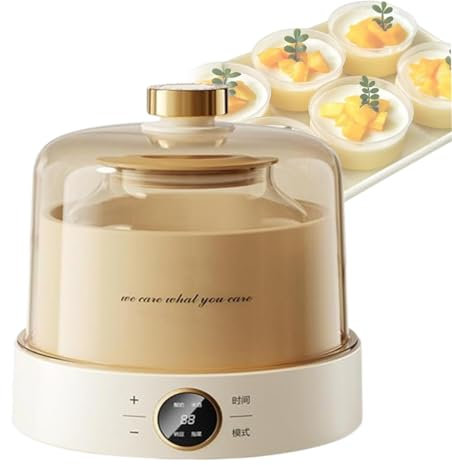 STDZQCWY Yogurtera Eléctrica De 1 L, Fermentadora Automática De Natto De 15 W con 4 Vasos Y Panel De Control Inteligente para Yogures Individuales Caseros.