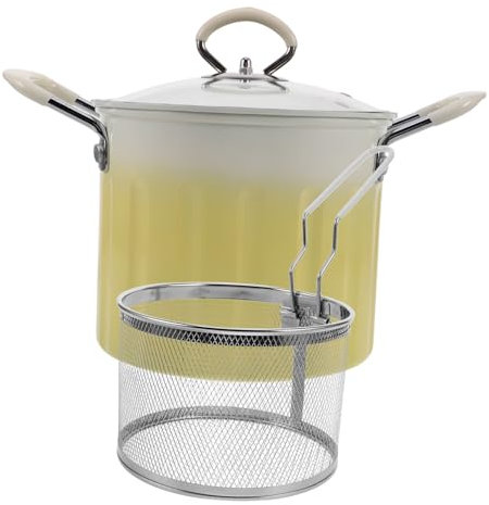 Hemobllo Friteuse à Tempura avec Couvercle et Panier-passoire Marmite pour Cuisiner Poissons et Fruits de Mer Compatible Plaques Induction et Gaz