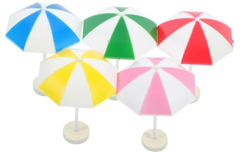 Garneck 5pcs Miniature Beach Umbrella for Doll House Decor Mini Sun Umbrellas for Micro Landscapes Playtime