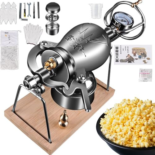 Popcorn Poppers Popcorn Pressure Cooker Vintage Popcorn Can Make Popcorn and Heat Food with Precision Pressure Gauge and Base for Family Gathering Party(268ml)