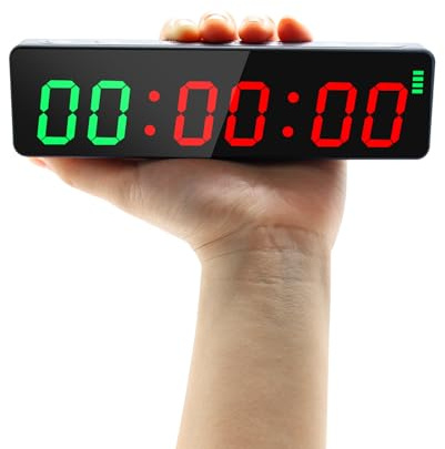 Ousmile Gym Timer, Mini Portable Gym Clock, Interval-Timer for Workout, Stopwatch with Built-in Powerful Battery, 12/24H LED Digital Wall Clock Countdown/Up Time for Home/Gym/Garage