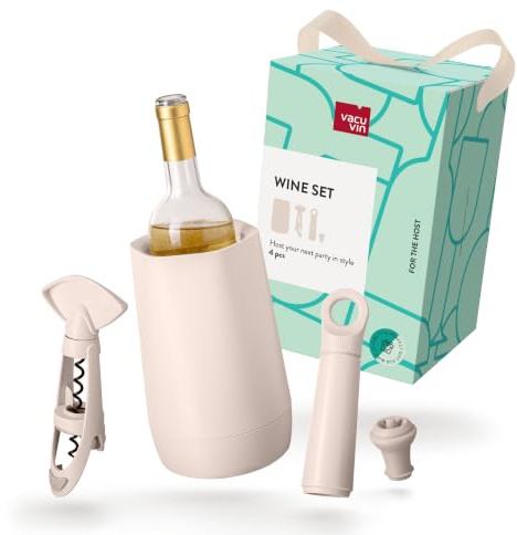Vacu Vin Host Wine Set, Sand Gift Box with Essential Accessories for Opening, Serving and Preserving Bottles