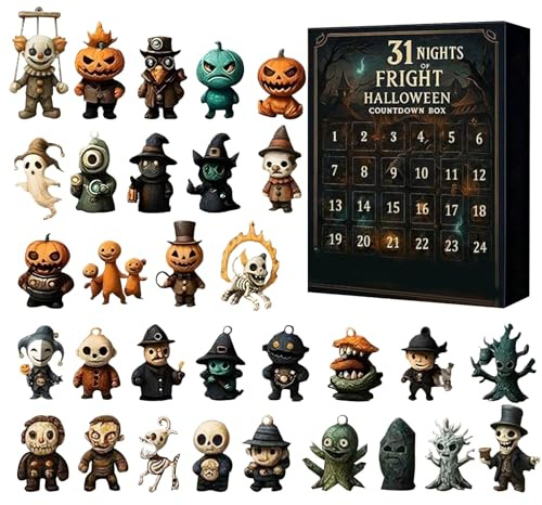 Calendarios Adviento Halloween 2025, 31 Figuras Calendarios Cuenta Regresiva Halloween, Kit Calendario Adviento Halloweens Con Figuras, C-alendarios Cuenta Coleccionables Muñecas Decoración Halloweens