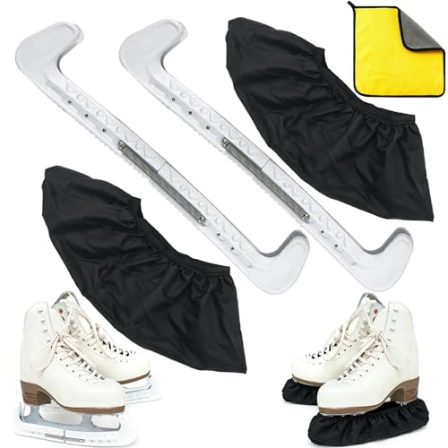 Taechalingo 1 Paar Kufenschoner Eiskunstlauf Schlittschuhe,Elastische Kufenstrümpfe,Verstellbarer Eishockey Schlittschuhe Schoner,Schoner für Schlittschuhkufen,Schlittschuh Schoner Zubehör