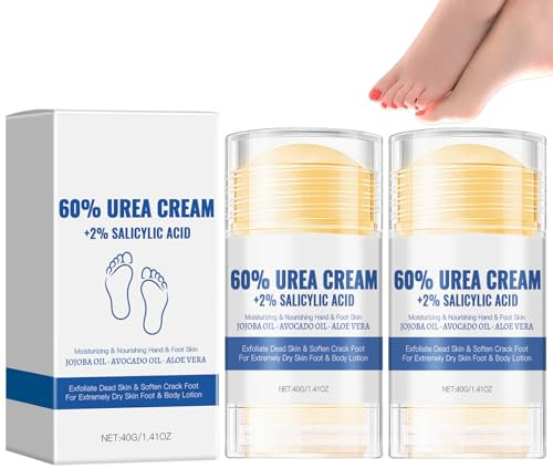 Crème pour les pieds hydratante et anti-crevasses à 60% d'urée, baume pour les talons et les pieds secs et crevassés, crème réparatrice pour les pieds, bâton de soin des pieds pour les callosités (2)
