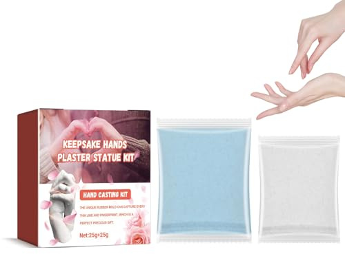 Oppingster Set per impronte delle mani da 100 g per coppie, set per calchi in gesso 3D, regali personalizzati per uomini e donne, calco in gesso delle mani cream