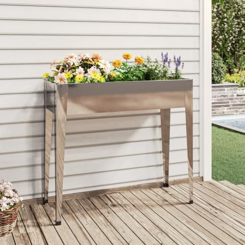 WRJENFSC Jardinière surélevée 100,5x40,5x90 cm Acier galvanisé Robuste, bac Potager extérieur avec Cadre renforcé, Potager Haute sur Pieds pour Jardin Balcon terrasse