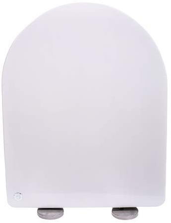 WC Sitz, Premium Klodeckel mit Absenkautomatik Soft-Closing, D-Form, Weiß Toilettendeckel Antibakterieller Klodeckel Abnehmbar Duroplast Toilettensitz mit Edelstahl Scharnieren, WC deckel Klobrille