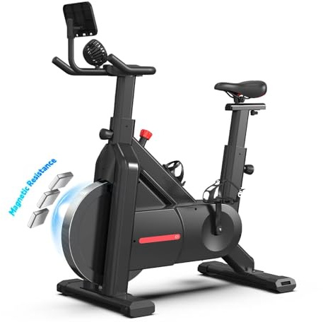 Bluearth Heimtrainer Fahrrad, leise Magnetischem Widerstand, verstellbarer Widerstand & Smart-App mit Immersivem Erlebnis, Self-Powered Fan-Magnetisch Schwarz