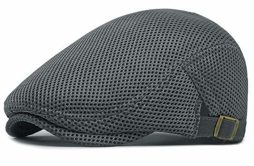 AROILIZEBO Breathable Mesh Flat Cap for Man Adjustable Newsboy Cap Cabbie Hat
