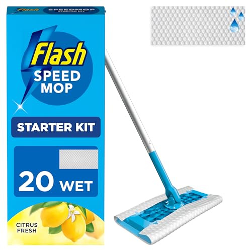Flash Speedmop Floor Cleaner Starter Kit for Cleaning Floors with Dirt-Lifting Action (1 Mop, x Wet Floor Refills)