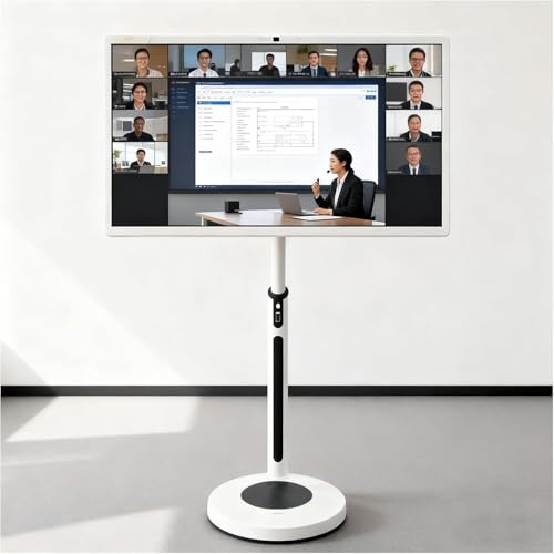 coyrugky Televisore Portatile 4K da 32 Pollici, Monitor Touchscreen Intelligente con Android, Batteria Integrata e Rotazione 360° - Supporto Telecomando Vocale(8+128G,32IN)