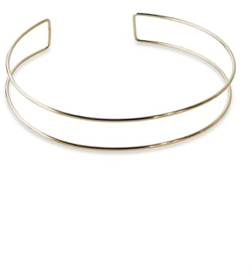 MAJALE - Girocollo rigido dorato | Choker dorato | Girocollo dorato da donna | Choker Double Ring | Collana rigida regolabile doppio | Gioielli da donna