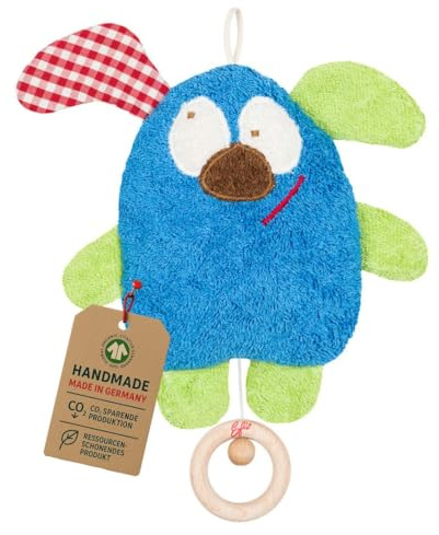 Efie Bio - Spieluhr blau, kontrolliert biologischer Anbau (organic), Made in Germany, GOTS zertifiziert, nachhaltig, Melodie (Guter Mond du stehst so stille)