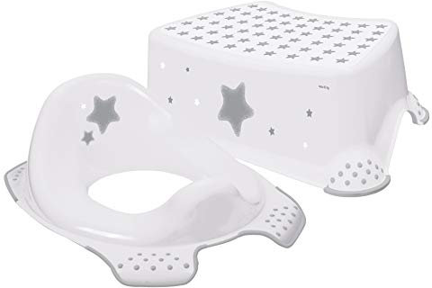 Babycurls Little Journey Toilet Training Kids Non Slip Up Step Stool + Toilet Training Seat Combo Unisex White For Safe Toddler Loo Potty Training in The Bathroom And Home