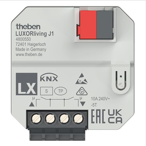 Theben 4800550 LUXORliving J1 Unterputz-Jalousieaktor 1-fach | UP, 2 Binäreingänge (Taster, Schalter, Fensterkontakte), Jalousien, Rollladen, Markisen, Dachluken und Lüftungsklappen