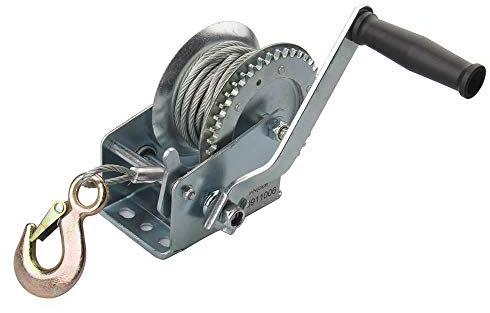 Unibos | Heavy Duty Hand Manual Winch | Come With 20m Long & 5mm Diameter Wire Rope | Mooring Hook Equipped With A Safety Pawl | Hand Winch Capacity Upto 1200Lbs, 544Kg