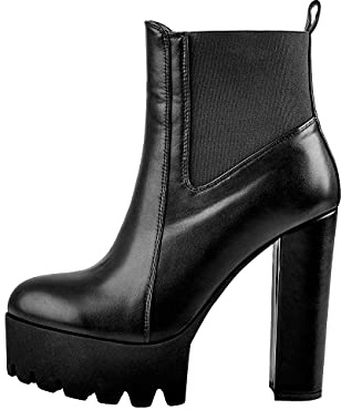 Only maker Bottines à talons pour femme avec talons et bottes confortables et élastiques Noir - Noir - Noir en polyuréthane., 42 EU