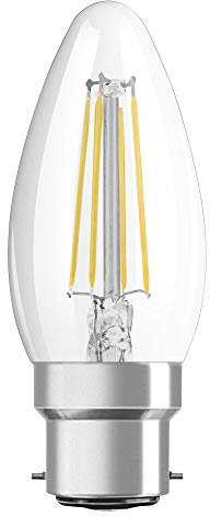 OSRAM LED Retrofit CLASSIC B Lampadina LED, Attacco: B22d, Bianca Calda, 2700 K, 4 W, Equivalenti a 40 W, LED Retrofit CLASSIC B, Chiaro, Taglia Unica