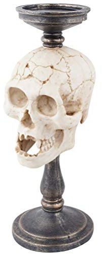 Garneck 1stück Halloween Kerzenhalter Aus Resin Im Schädel-Design Horrible Dekoration Für Zuhause Büro Oder Halloween-Party Als Tischornament Oder Kerzenständer Geeignet Leicht Und