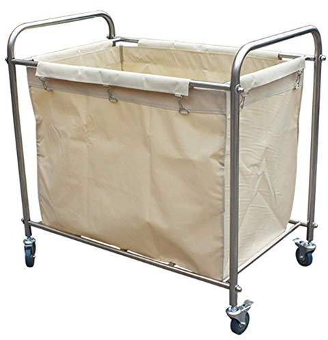 MTYLX Multifunctional Portable Trolleys with Wheels,Utility Cleaning Trolley for Hotel Commercial Housekeeping Cleaning, Stainless Steel Frame and Bag, Easy to Assembl