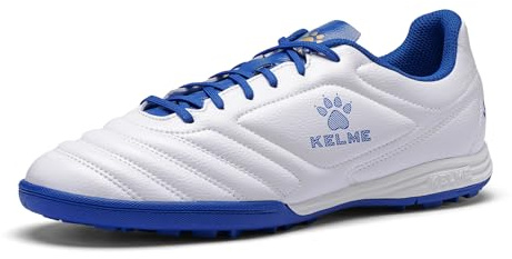 KELME Unisex Adult Turf Soccer Shoes, Futsal Indoor Soccer Cleats, for Mens Womens,White Blue,Size 8.5