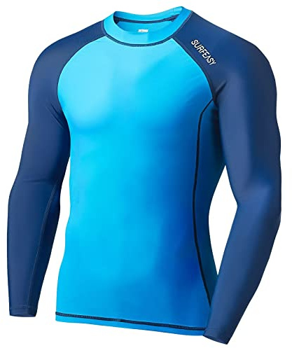 SURFEASY Men's Long Sleeve Rash Vest |UPF 50+ Rash Guards Swimming Shirts |UV Sun Protection Quick Dry