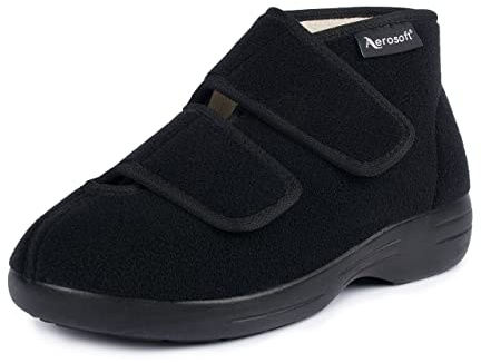 Aerosoft kardborreband, stretch, 13, kvinnor, män, tofflor, bred, G-H utbytbar fotbädd, svart, 45 EU