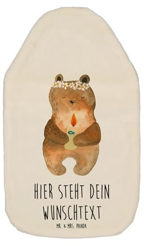 Mr. & Mrs. Panda Personalisierte Wärmflasche Bär Kommunion - Weiß