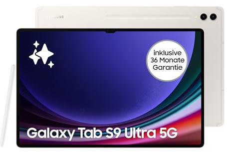 Samsung Galaxy Tab S9 Ultra AI-Android-Tablet, 5G, 512 GB / 12 GB RAM, MicroSD-Kartenslot, Inkl. S Pen, Simlockfrei ohne Vertrag, Beige, Inkl. 36 Monate Herstellergarantie [Exklusiv bei Amazon]