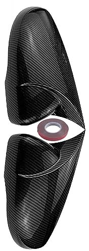 Riloer 2x Side Rearview Wing Mirror Cover Trims, Compatible with V-VV Golf MK6 GTI GTD R 2009-2013, Glossy Balck/Carbon Fiber