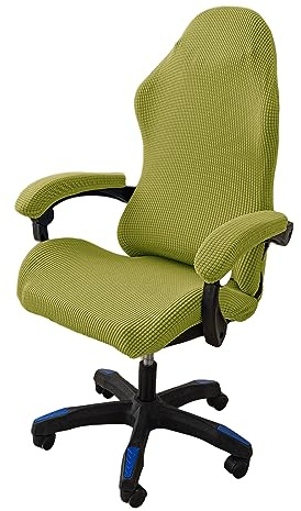 OQHAIR Ergonómico Cubre sillas Gaming Jacquard elástico Cubre sillas Gaming Antideslizante a Prueba de Polvo con 2 Fundas para reposabrazos con Cremallera -Verde-3