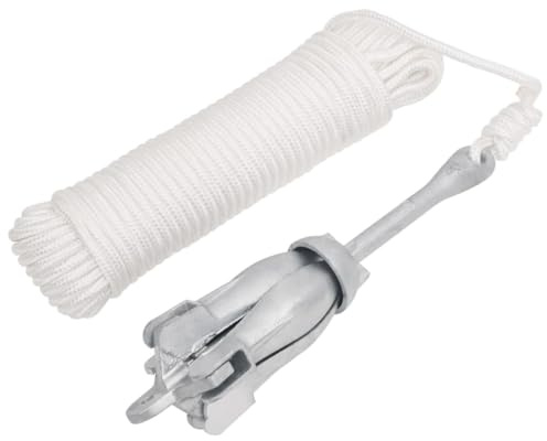 vidaXL Klappanker mit Seil Silbern 3,2 kg Temperguss