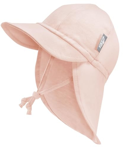 Jan & Jul Chapeau de soleil d'été pour bébé avec cordons et rabat de cou, Rose pâle, 6-24 Months