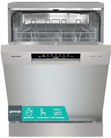 Gorenje GS642E90X - Lavavajillas de pie (60 cm, 13 coberturas, total AquaStop, protección completa contra desbordamiento, programa de higiene, función SpeedWash, autolimpieza, cesta para cubiertos