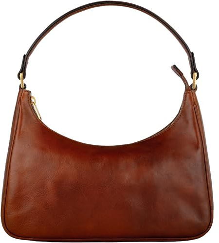 Time Resistance Lederhandtasche - Vollnarbenleder Geldbörse für Damen - Umhängetasche