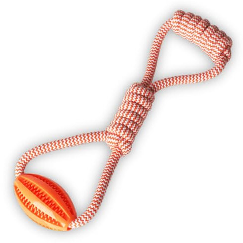 MARO Creations Rope Tug & Treat Dog Toy - Durable Interactive Training for Puppies & Large Dogs | Strong Orange Teething Toy for Enrichment & Boredom Relief | 2-in-1 Exercise & Play | UK Seller