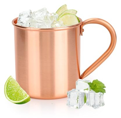 WENLISELL 450ml Copper Mug with Handle, 15oz Moscow Mule Copper Mug, Solid Metal Cup for Beer, Milk, Coffee, Water