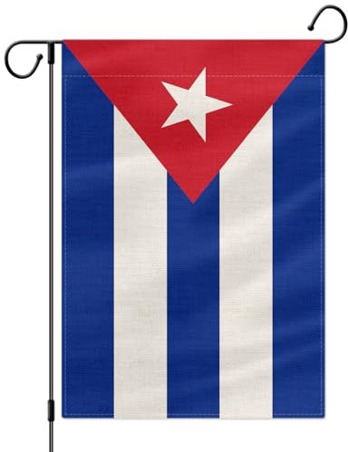 PTEROSAUR Bandera de jardín de Cuba, bandera nacional cubana, arpillera de doble cara de 12 x 18 pulgadas para decoración de casa, patio, césped, interior y exterior